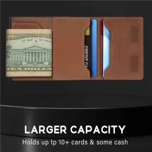 AirTag Wallet Genuine Leather Air Tag Wallet RFID Technology Credit Card Holder - Picture 4 of 7